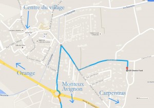 How to get to the gite from the village centre.